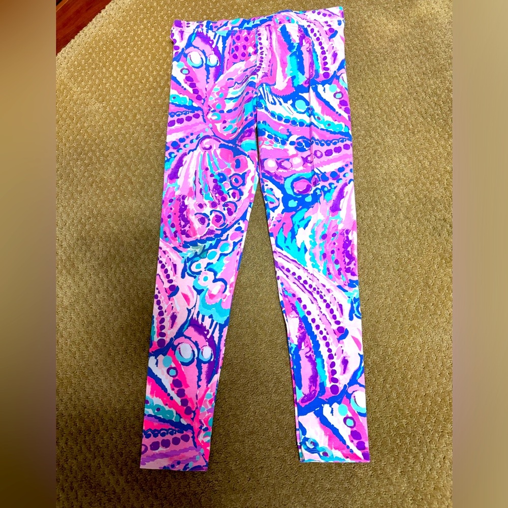 Lilly Pulitzer Girls Colony Coral Leggings. Size XL (12-14).